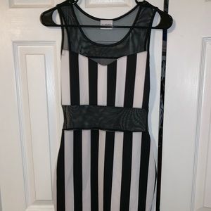 Black and white striped dress